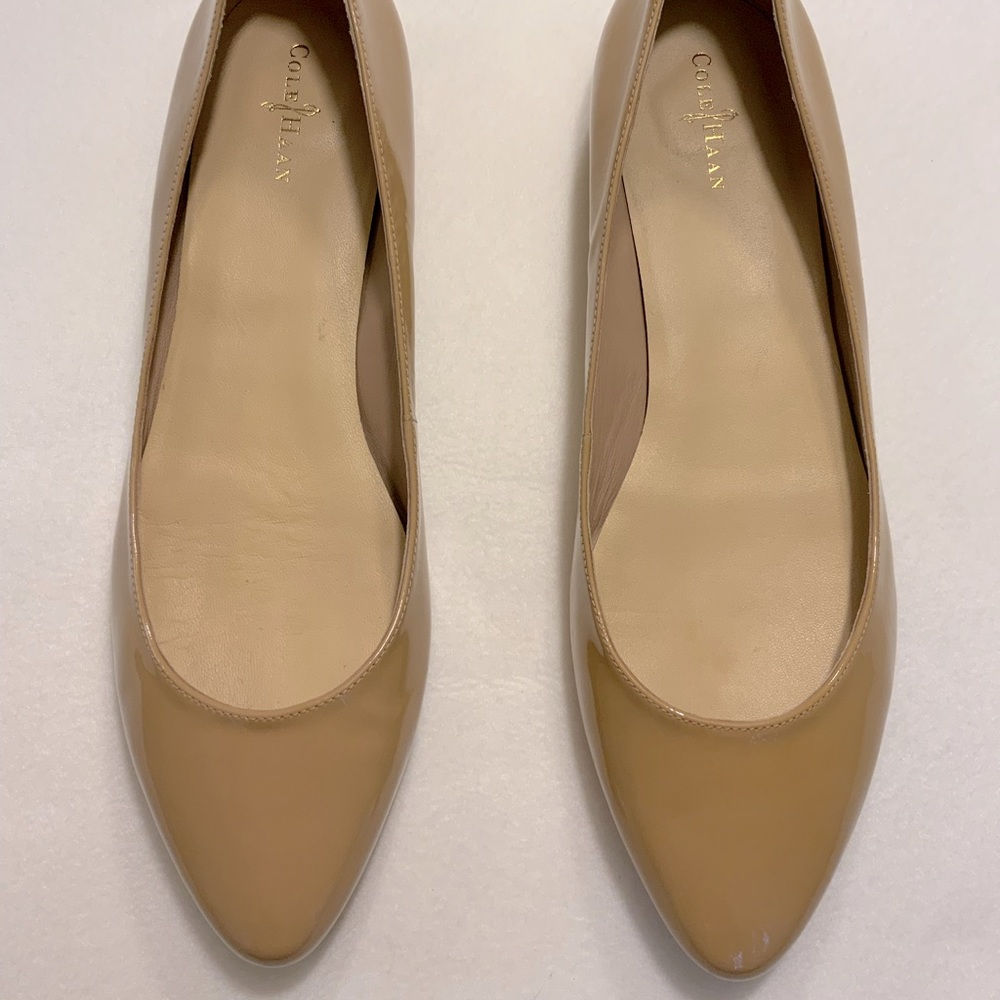 Cole Haan Nike Air Women’s Tan Patent Leather Flat Rubber Sole Shoes Size 10.5B